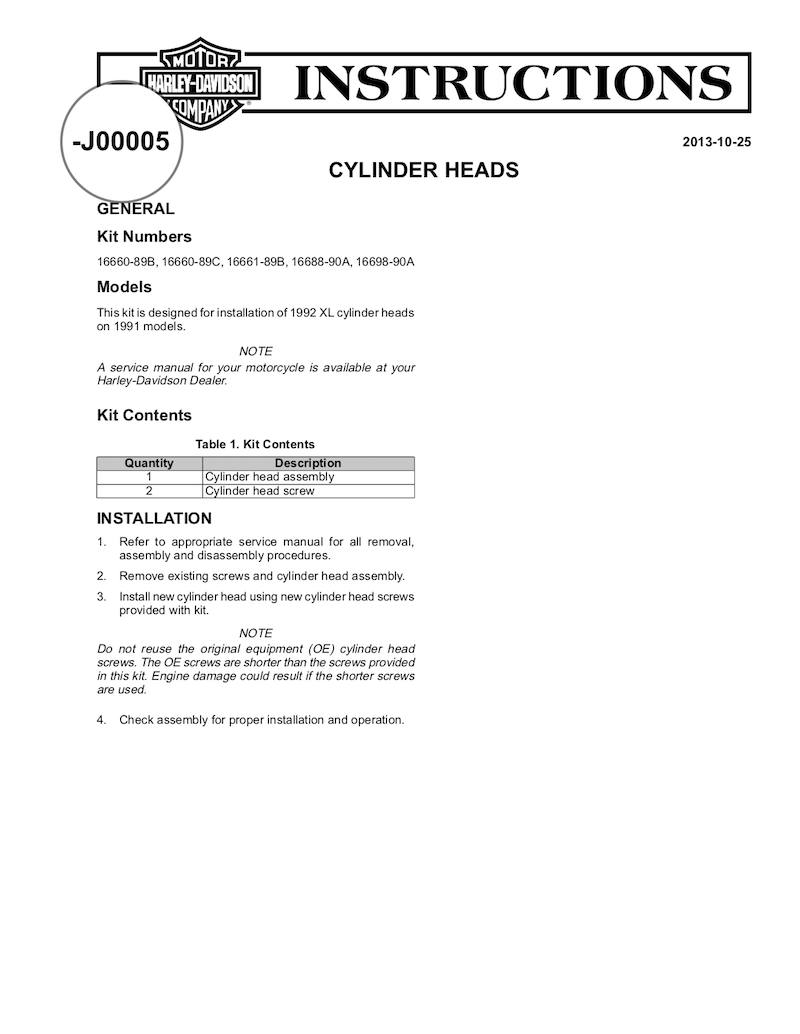 Modern Instruction Sheet with its number location indicated.